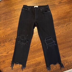 We The Free Black Distressed Ankle Jeans